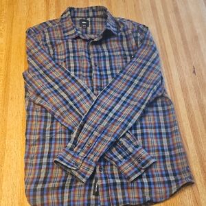Vans Men's Casual Plaid Shirt - Blue and Brown